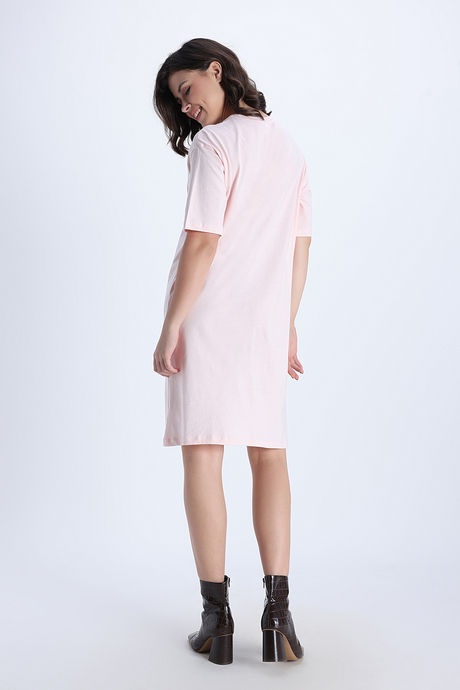 Zivame Garfield  Knit Cotton Loungewear Dress - Pink Dogwood — image 5